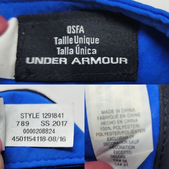 Under Armour Unisex OSFA Blue Sports Visor Hat Adjustable Hook & Loop Closure - Picture 2 of 8